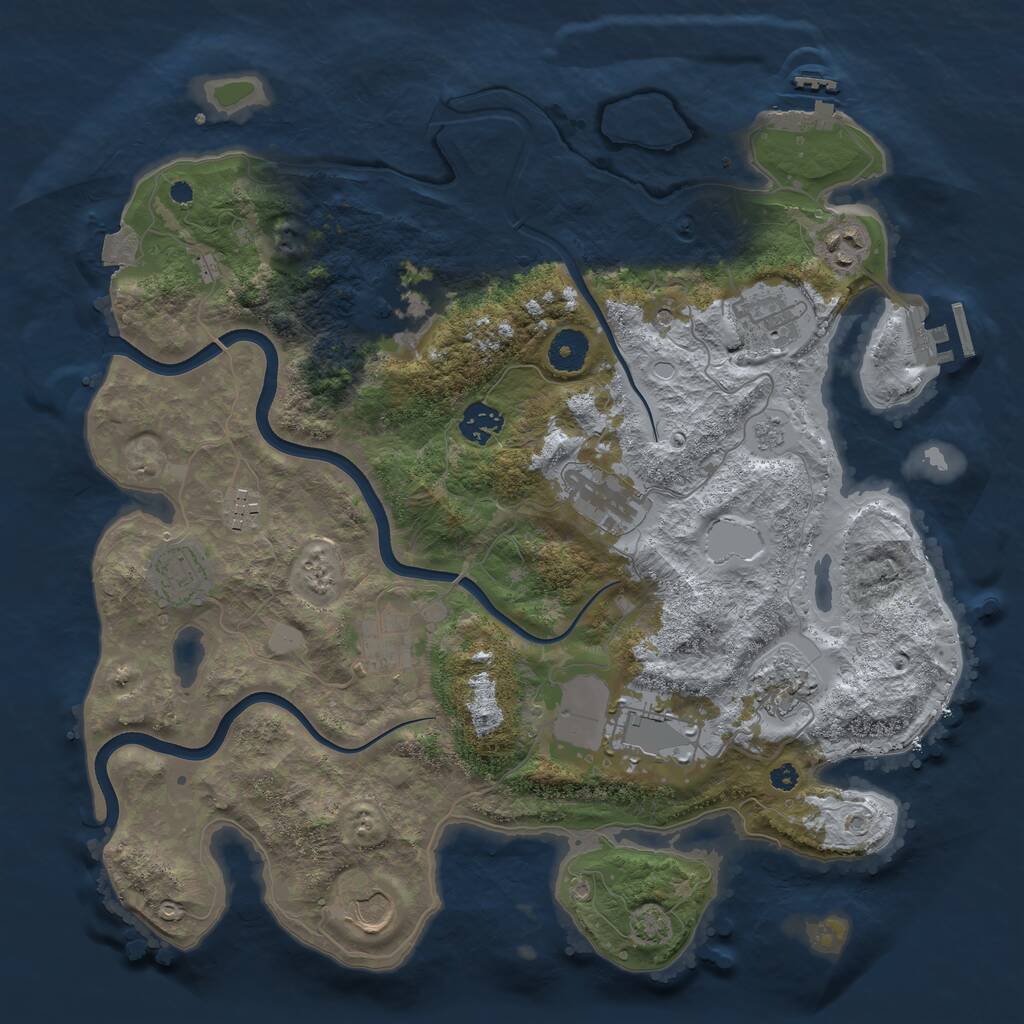 Rust Map: Procedural Map, Size: 3750, Seed: 1303641554, 17 Monuments