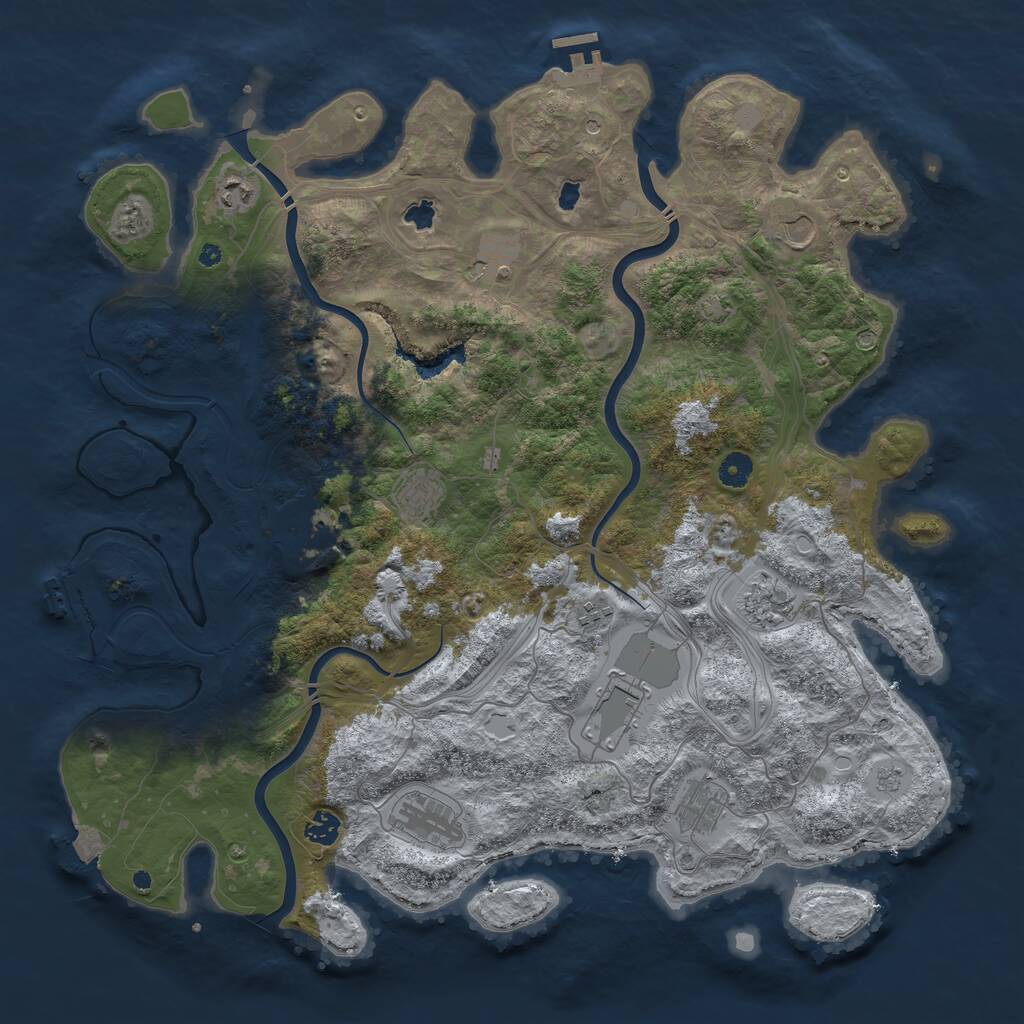 Rust Map: Procedural Map, Size: 4500, Seed: 55427941, 17 Monuments