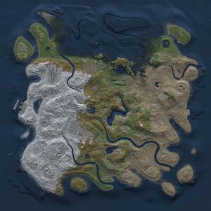 Thumbnail Rust Map: Procedural Map, Size: 4050, Seed: 1390193599, 14 Monuments