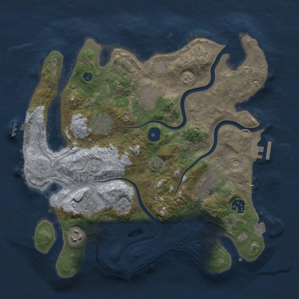 Rust Map: Procedural Map, Size: 3300, Seed: 1171831296, 13 Monuments