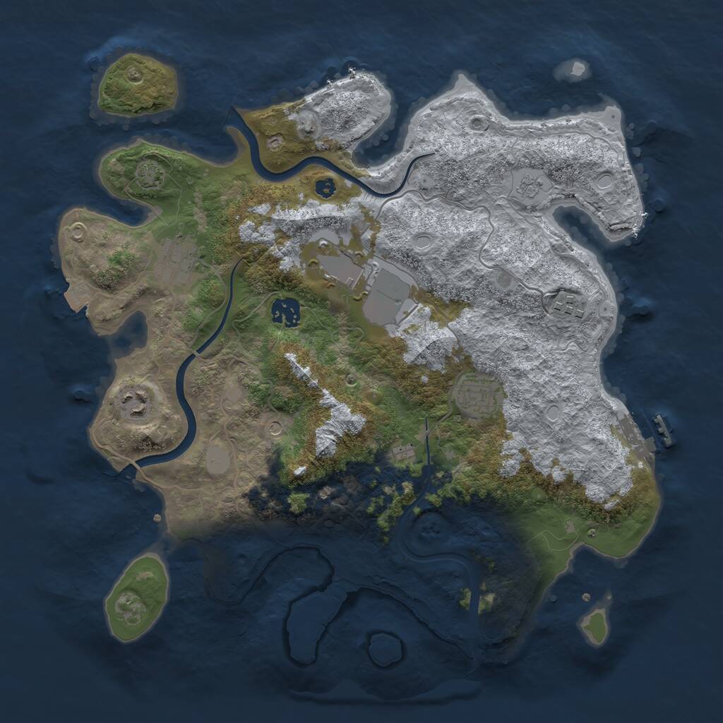 Rust Map: Procedural Map, Size: 3600, Seed: 70074528, 11 Monuments
