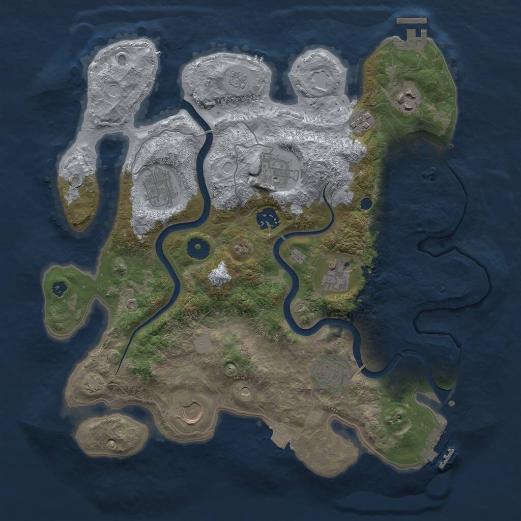 Rust Map: Procedural Map, Size: 3500, Seed: 654135286, 14 Monuments