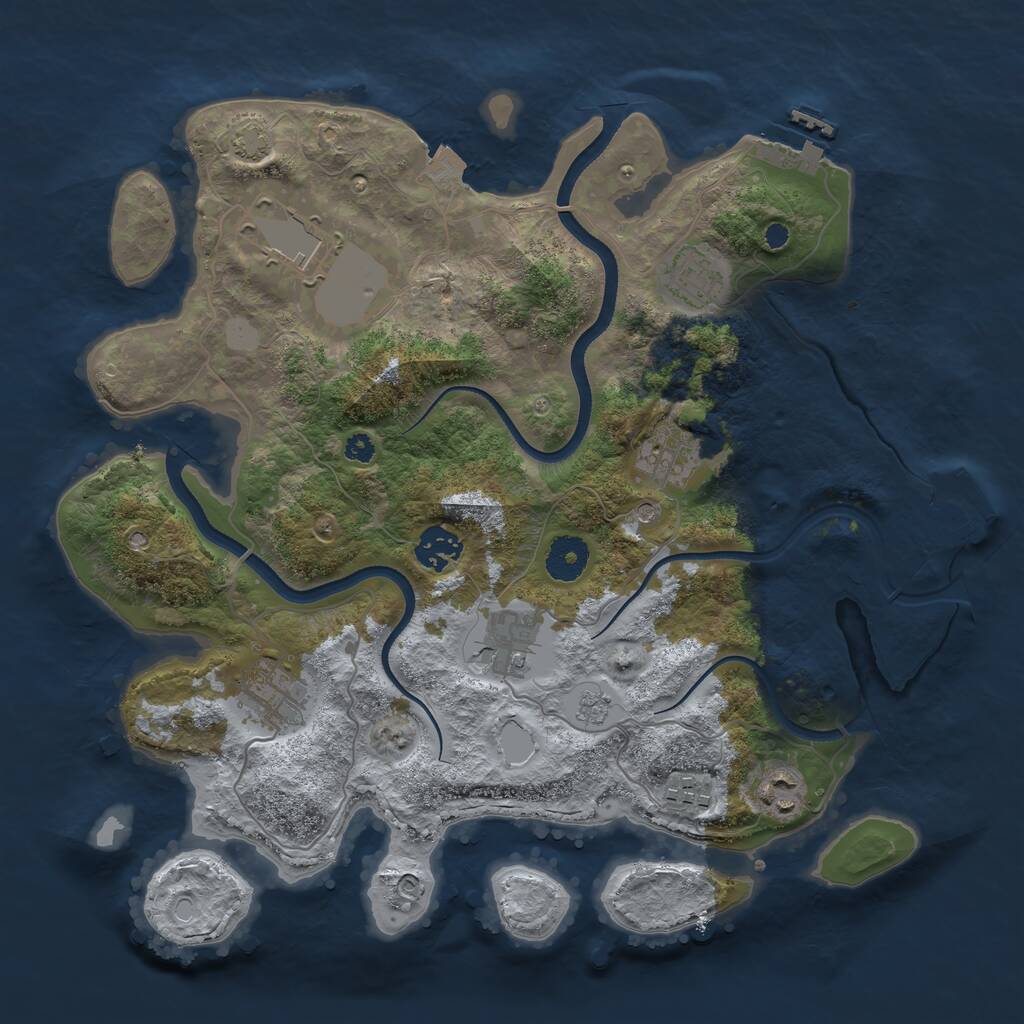 Rust Map: Procedural Map, Size: 3500, Seed: 1688394272, 14 Monuments