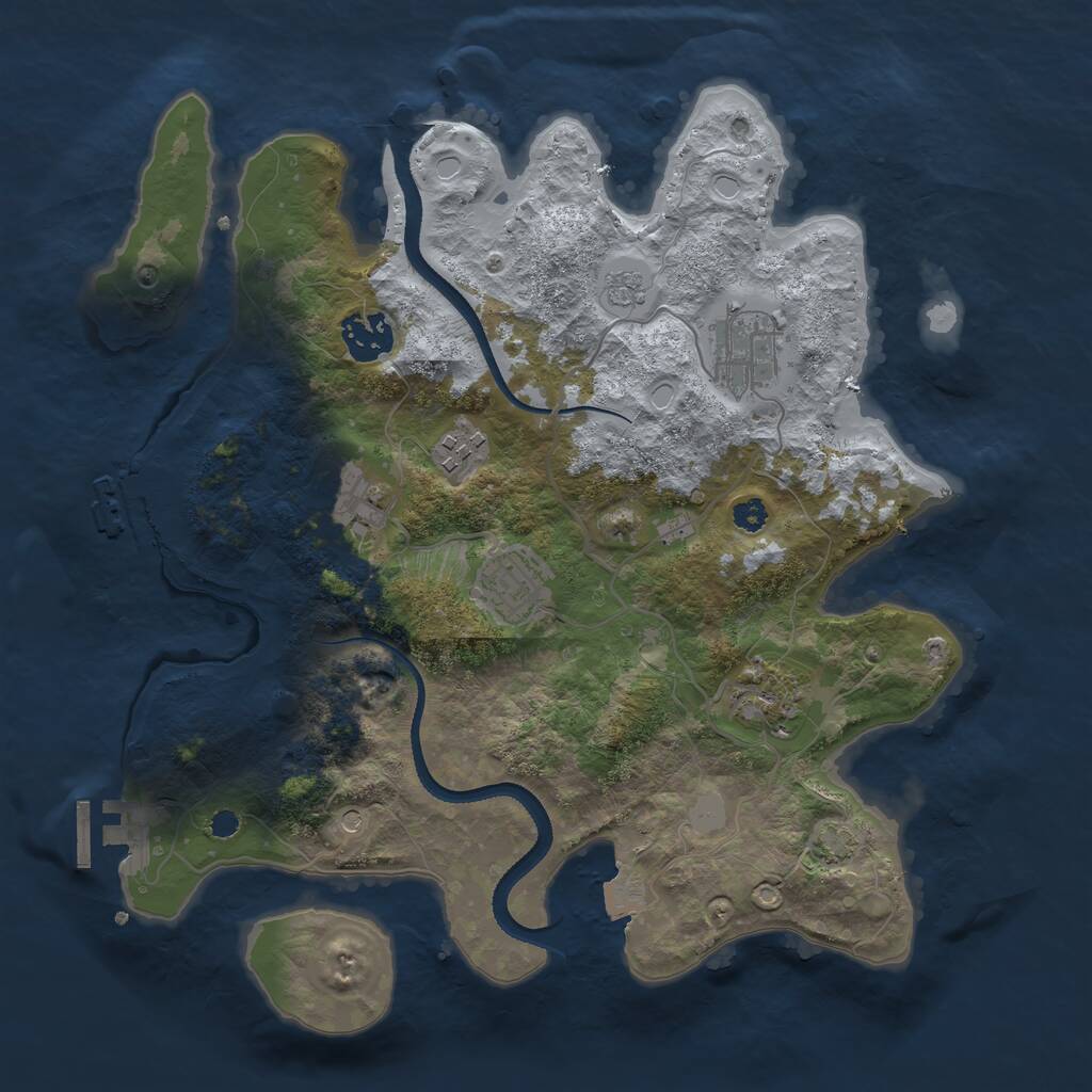 Rust Map: Procedural Map, Size: 3250, Seed: 30153, 12 Monuments