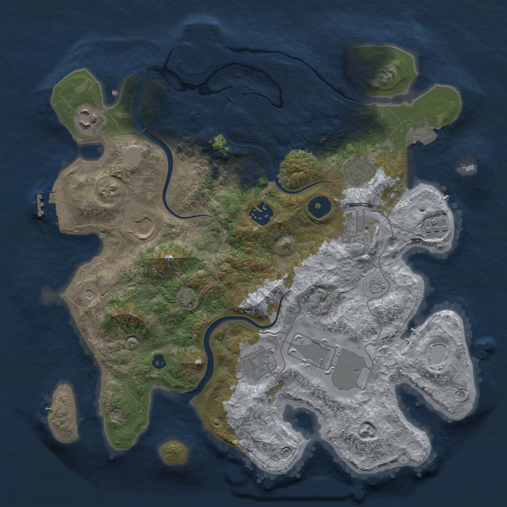 Rust Map: Procedural Map, Size: 3500, Seed: 523989394, 14 Monuments
