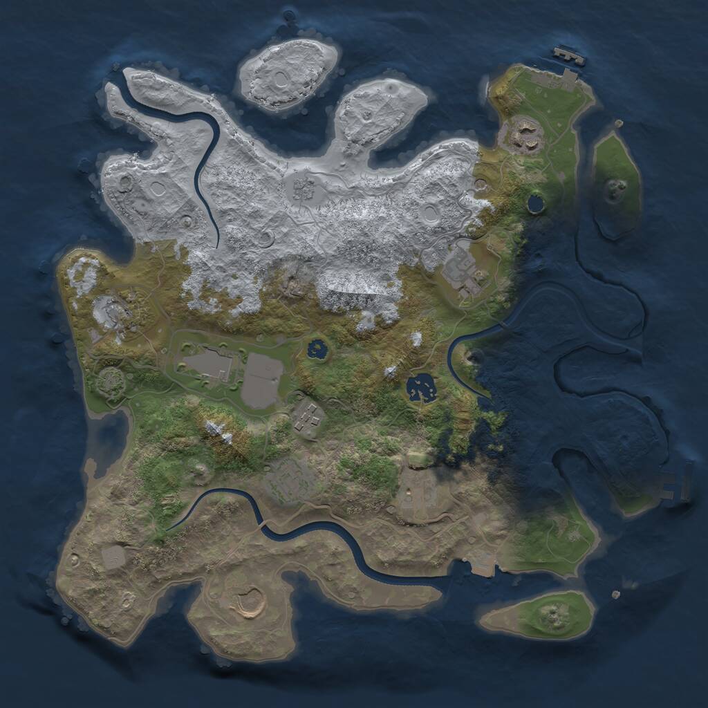 Rust Map: Procedural Map, Size: 3500, Seed: 134052865, 15 Monuments