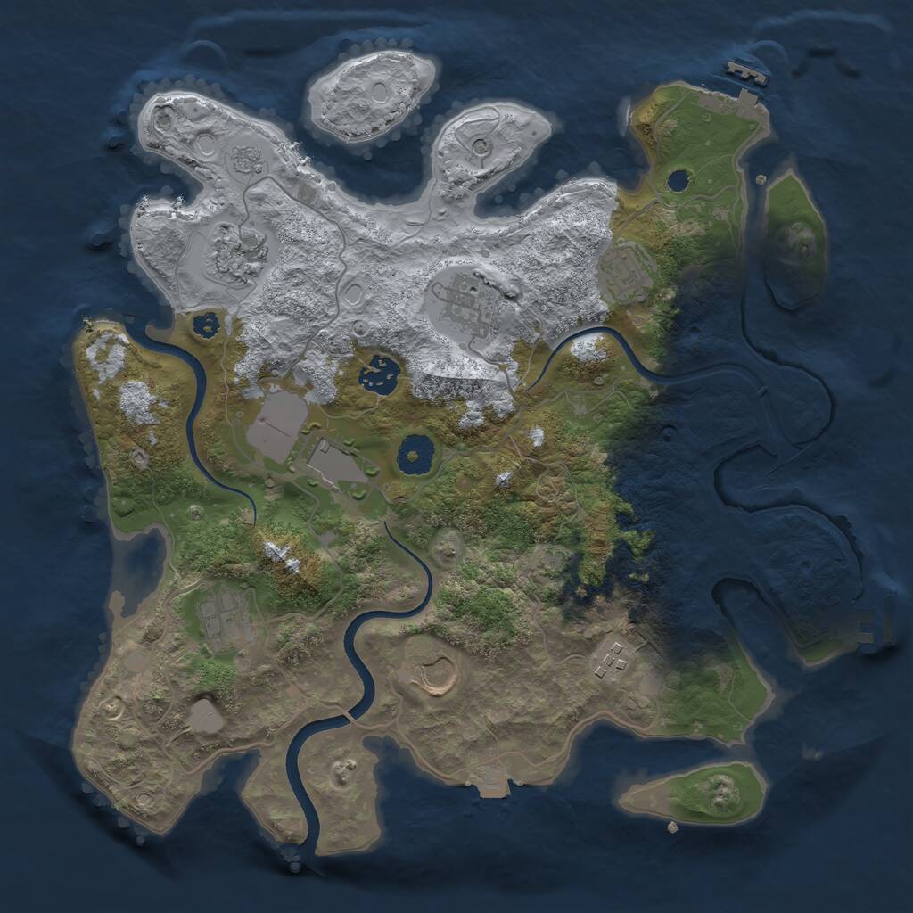 Rust Map: Procedural Map, Size: 3500, Seed: 134052865, 14 Monuments