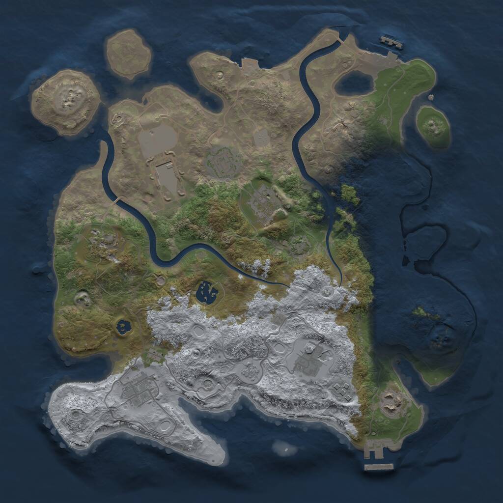 Rust Map: Procedural Map, Size: 3500, Seed: 837750732, 15 Monuments