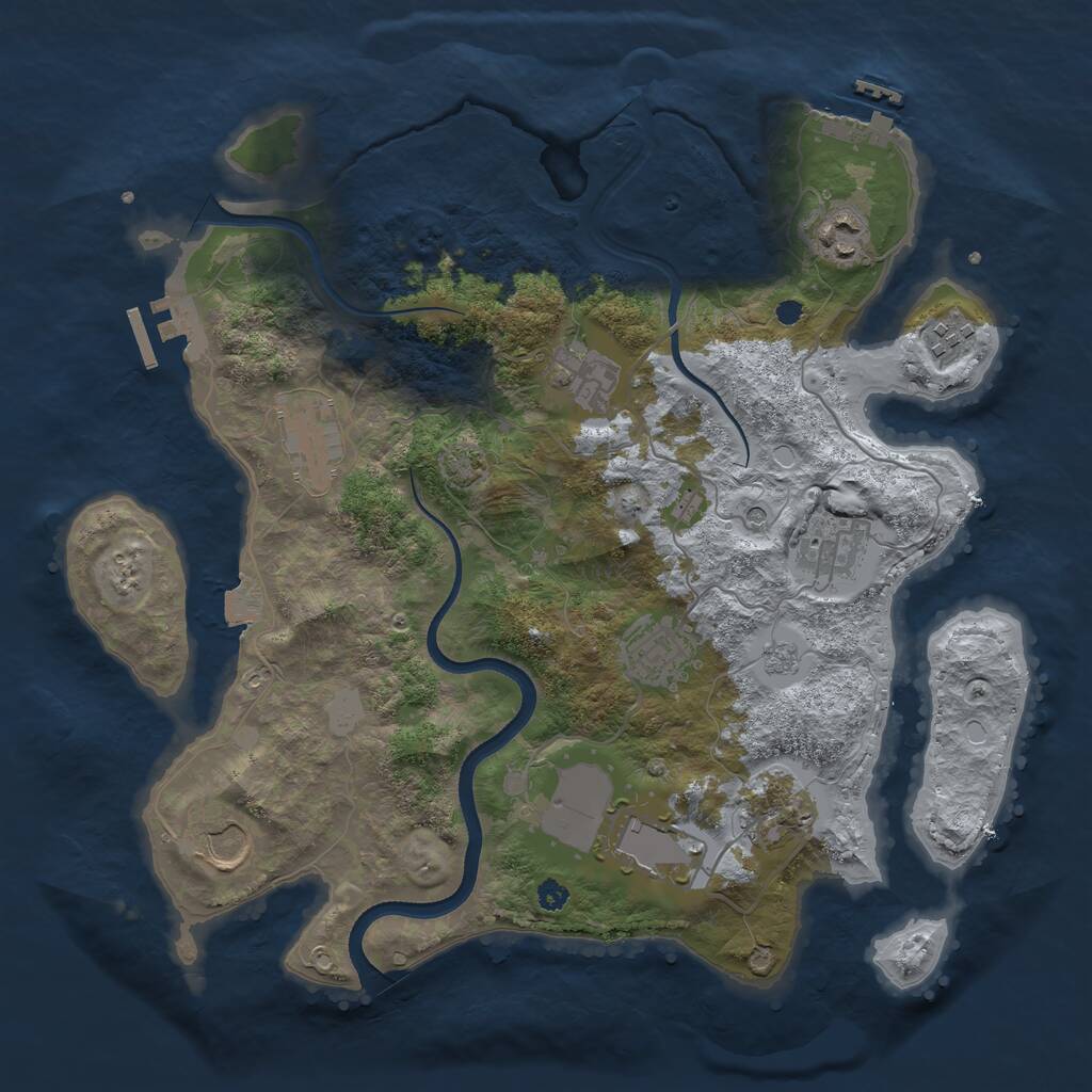 Rust Map: Procedural Map, Size: 3500, Seed: 924264333, 15 Monuments