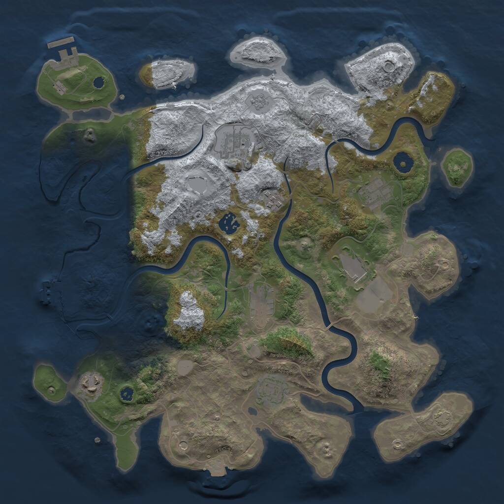 Rust Map: Procedural Map, Size: 3750, Seed: 40001, 14 Monuments