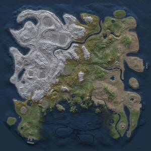 Thumbnail Rust Map: Procedural Map, Size: 4500, Seed: 624158179, 15 Monuments