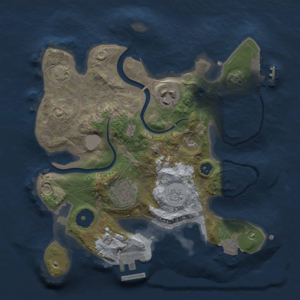 Rust Map: Procedural Map, Size: 2500, Seed: 12448171, 8 Monuments