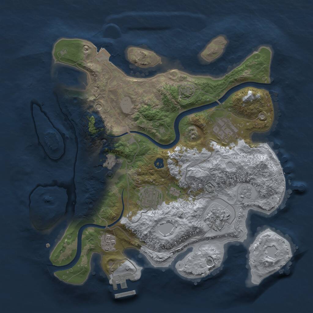 Rust Map: Procedural Map, Size: 3000, Seed: 19646, 10 Monuments