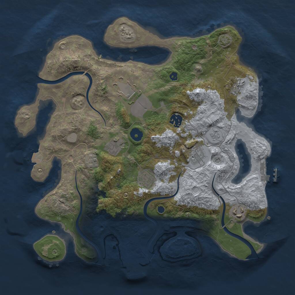 Rust Map: Procedural Map, Size: 3500, Seed: 643153440, 14 Monuments