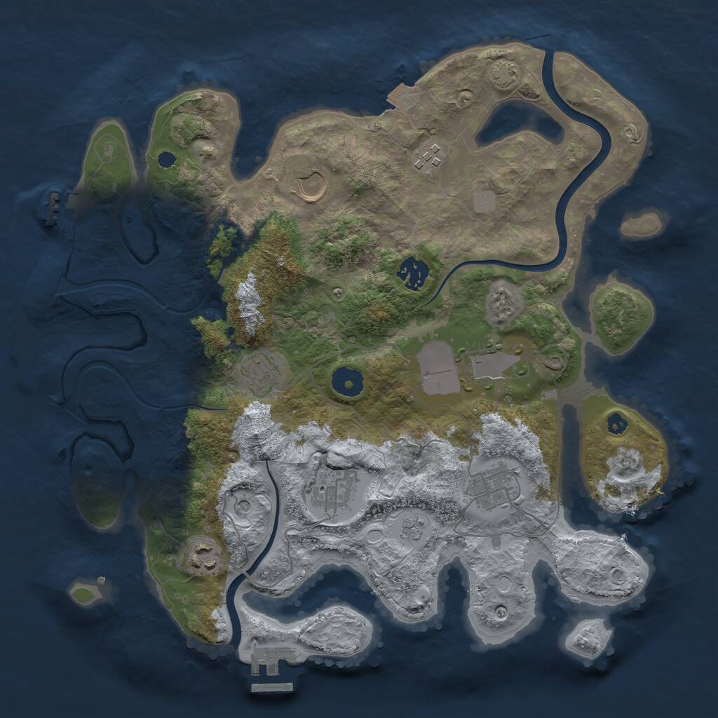 Rust Map: Procedural Map, Size: 3500, Seed: 526963454, 14 Monuments