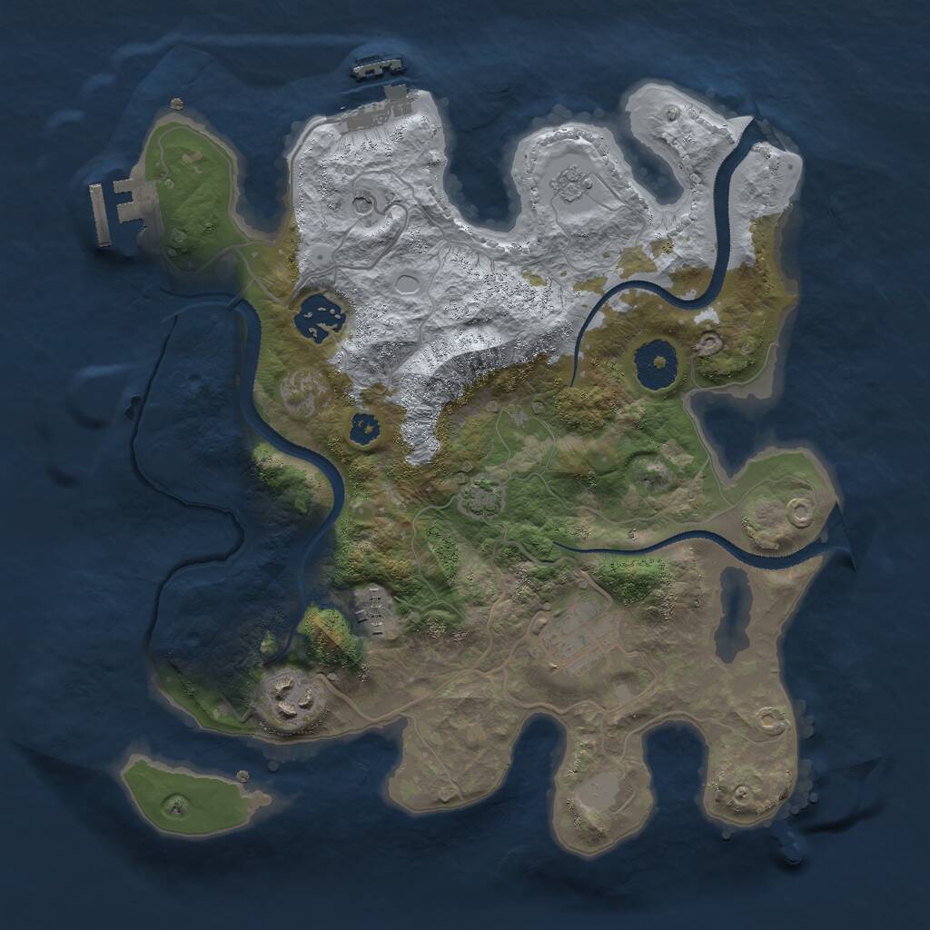 Rust Map: Procedural Map, Size: 3000, Seed: 9785136, 10 Monuments