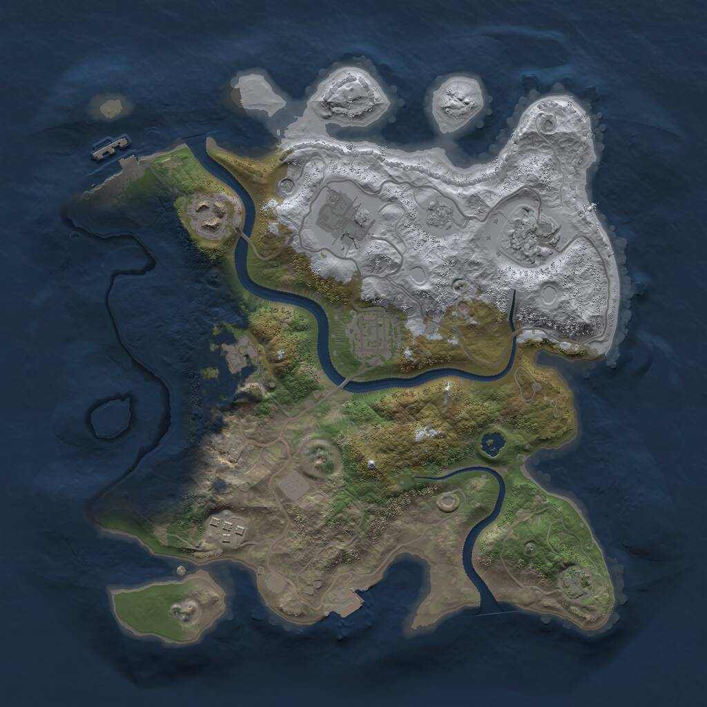 Rust Map: Procedural Map, Size: 3000, Seed: 2064795750, 11 Monuments