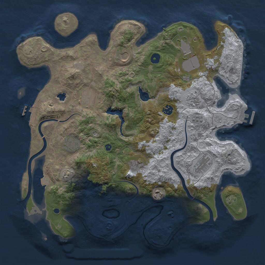 Rust Map: Procedural Map, Size: 4000, Seed: 488708804, 16 Monuments
