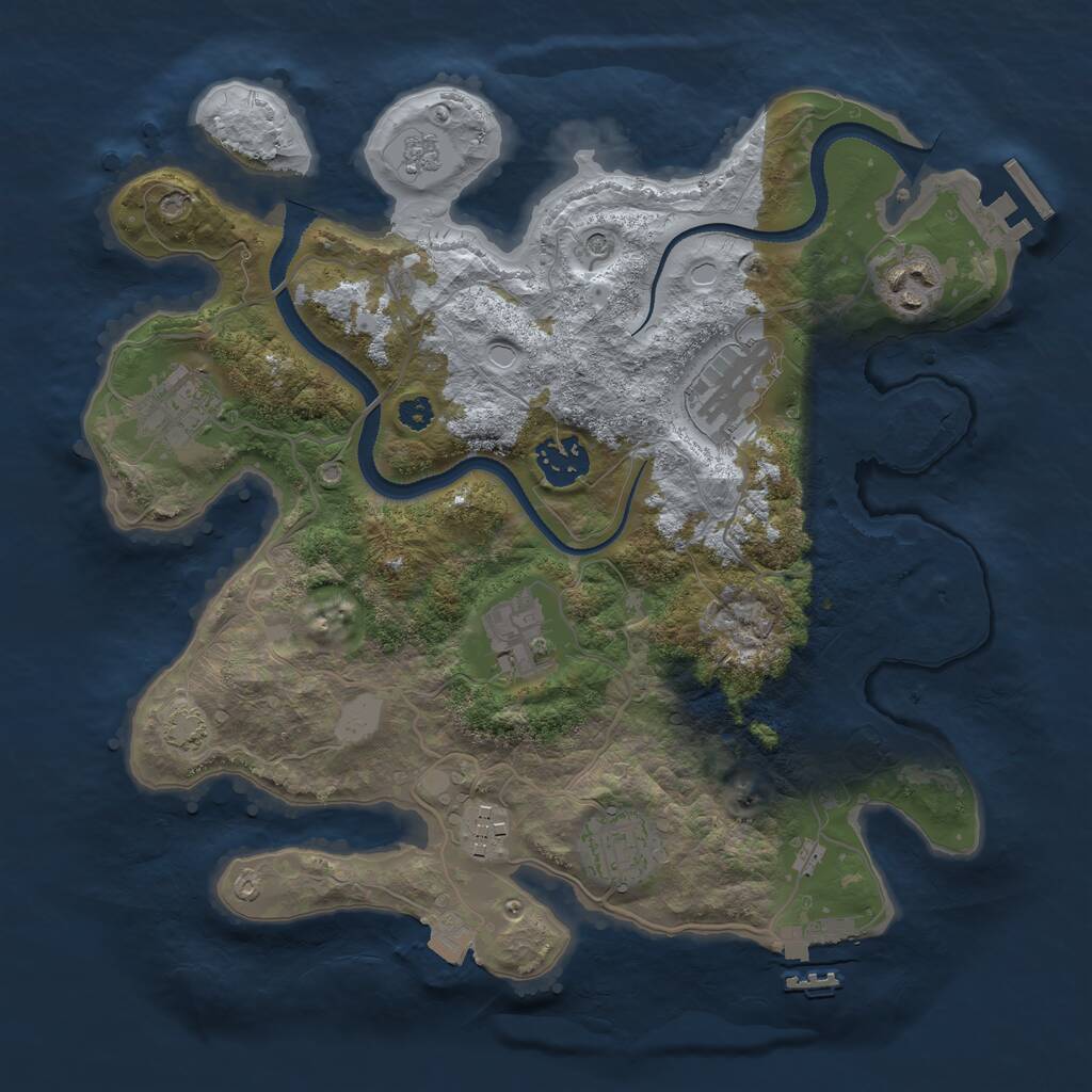 Rust Map: Procedural Map, Size: 3200, Seed: 1200982612, 13 Monuments
