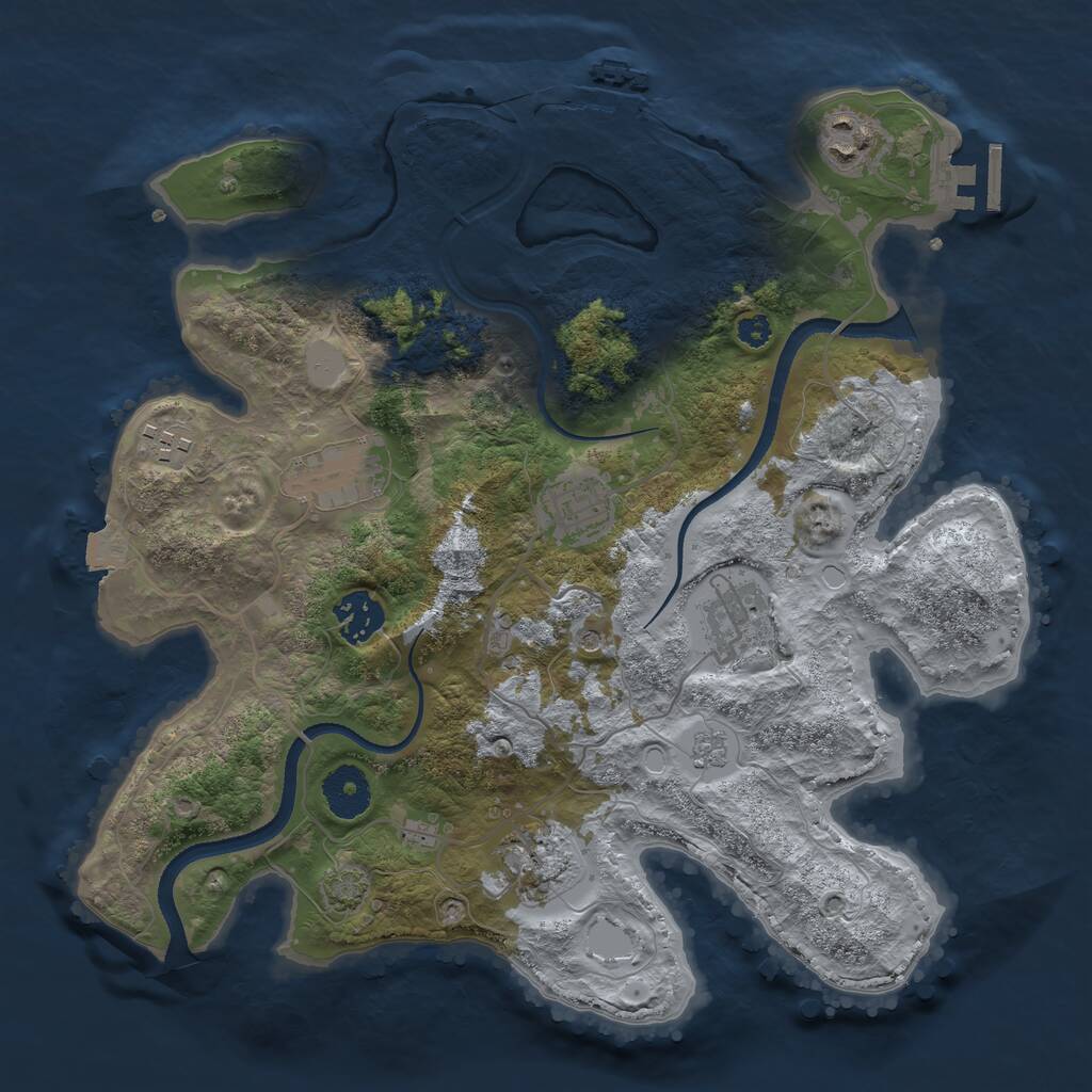 Rust Map: Procedural Map, Size: 3300, Seed: 879245975, 13 Monuments