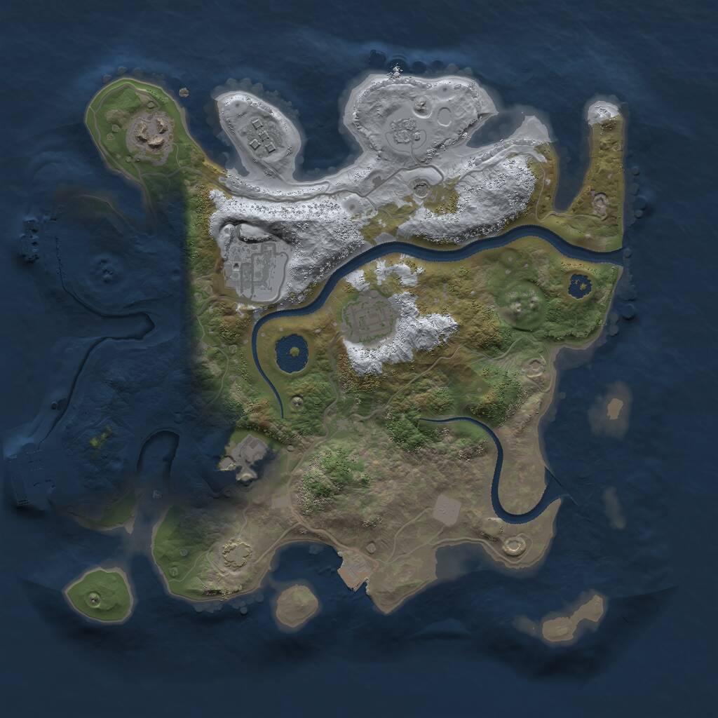 Rust Map: Procedural Map, Size: 3000, Seed: 1887037840, 11 Monuments