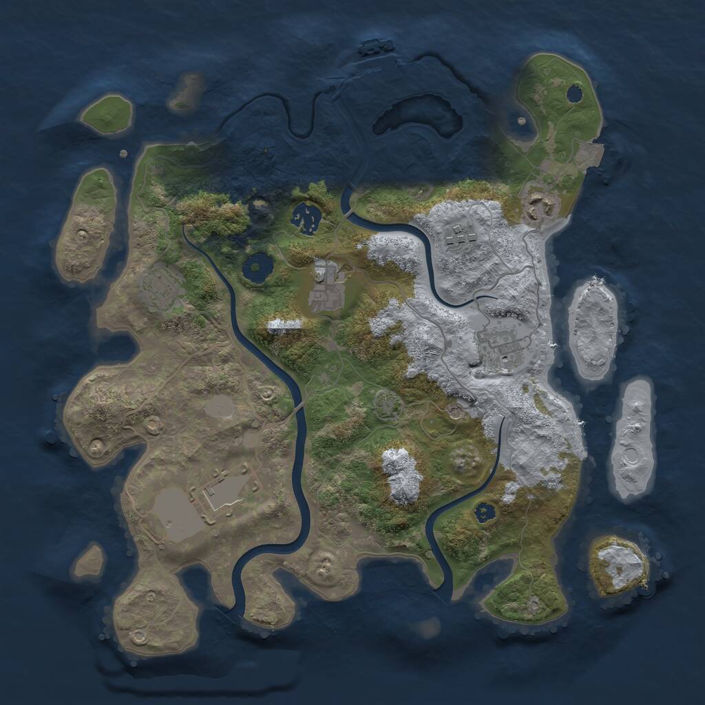 Rust Map: Procedural Map, Size: 3500, Seed: 1587942172, 11 Monuments