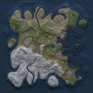 Thumbnail Rust Map: Procedural Map, Size: 3500, Seed: 1696935433, 13 Monuments