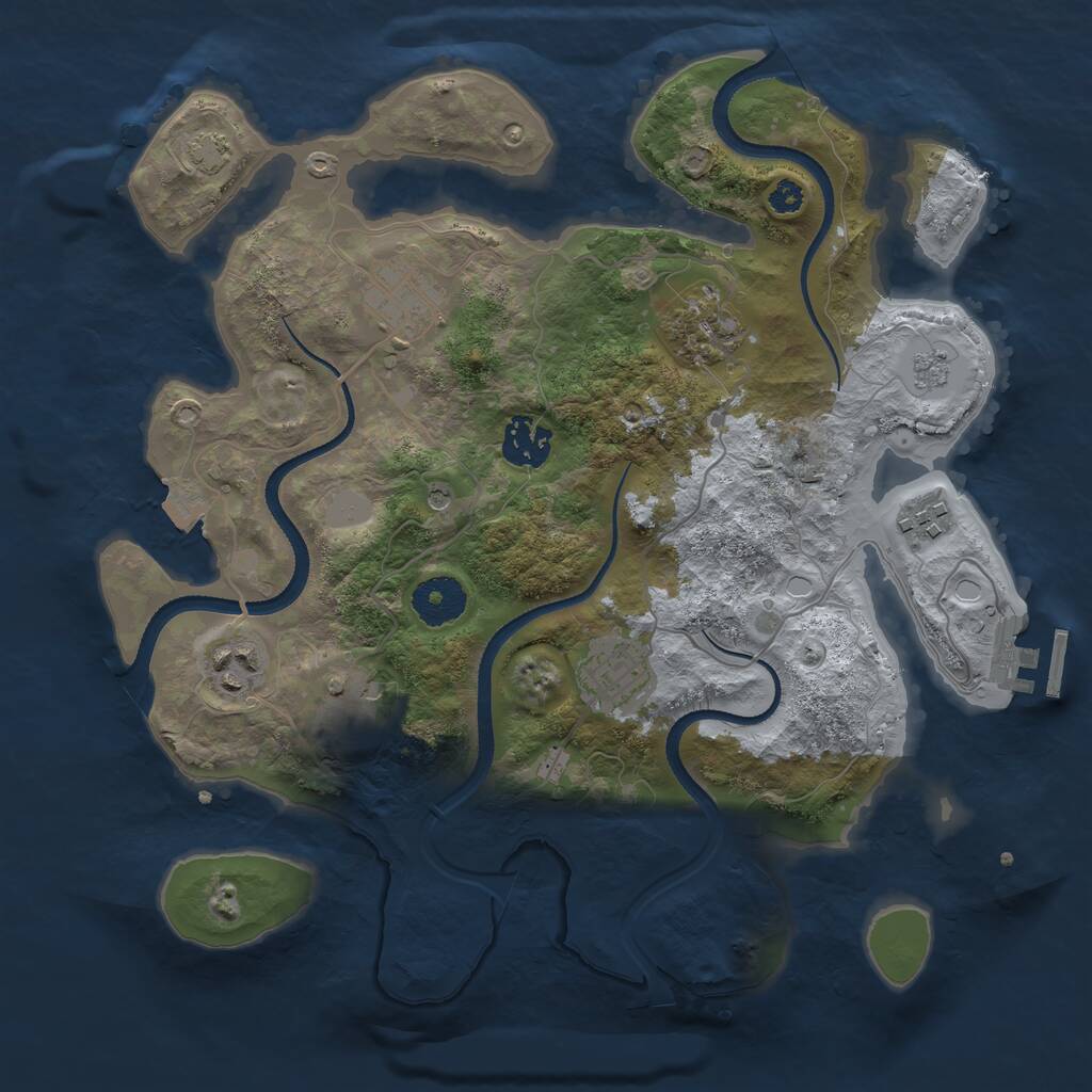 Rust Map: Procedural Map, Size: 3250, Seed: 91534769, 12 Monuments