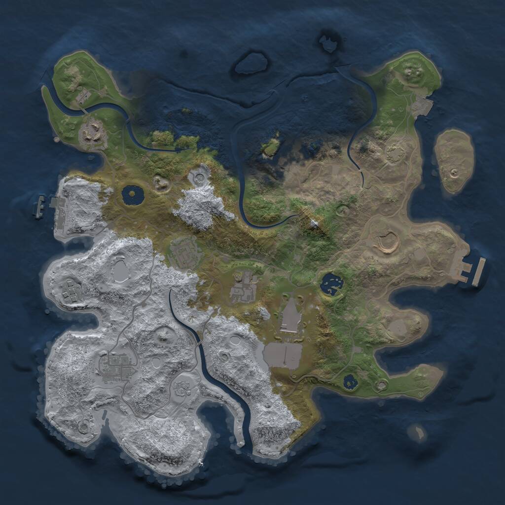Rust Map: Procedural Map, Size: 3500, Seed: 1811890403, 15 Monuments