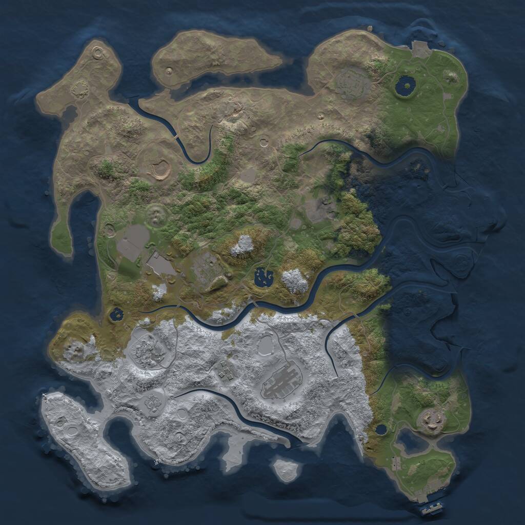 Rust Map: Procedural Map, Size: 3897, Seed: 9758, 16 Monuments