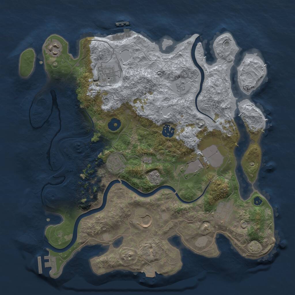 Rust Map: Procedural Map, Size: 3500, Seed: 108543595, 14 Monuments