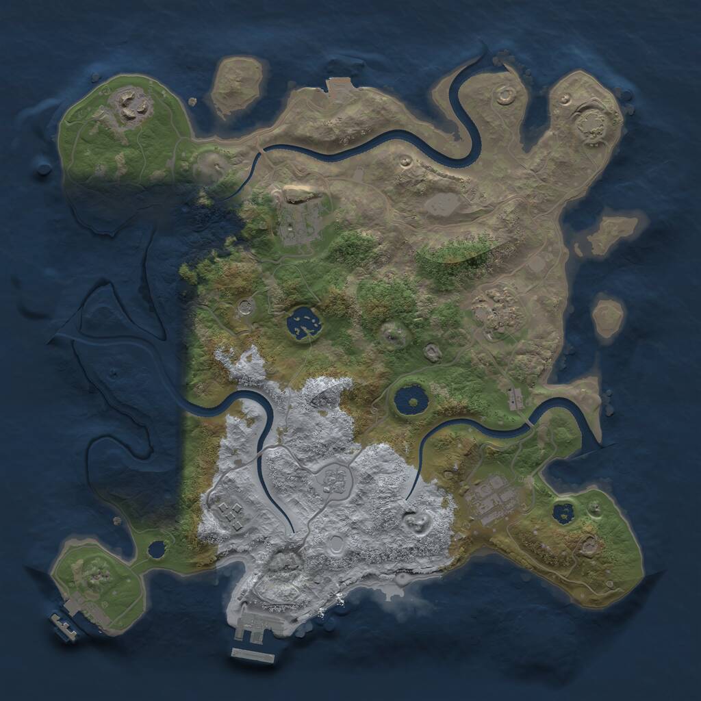 Rust Map: Procedural Map, Size: 3300, Seed: 998079506, 12 Monuments