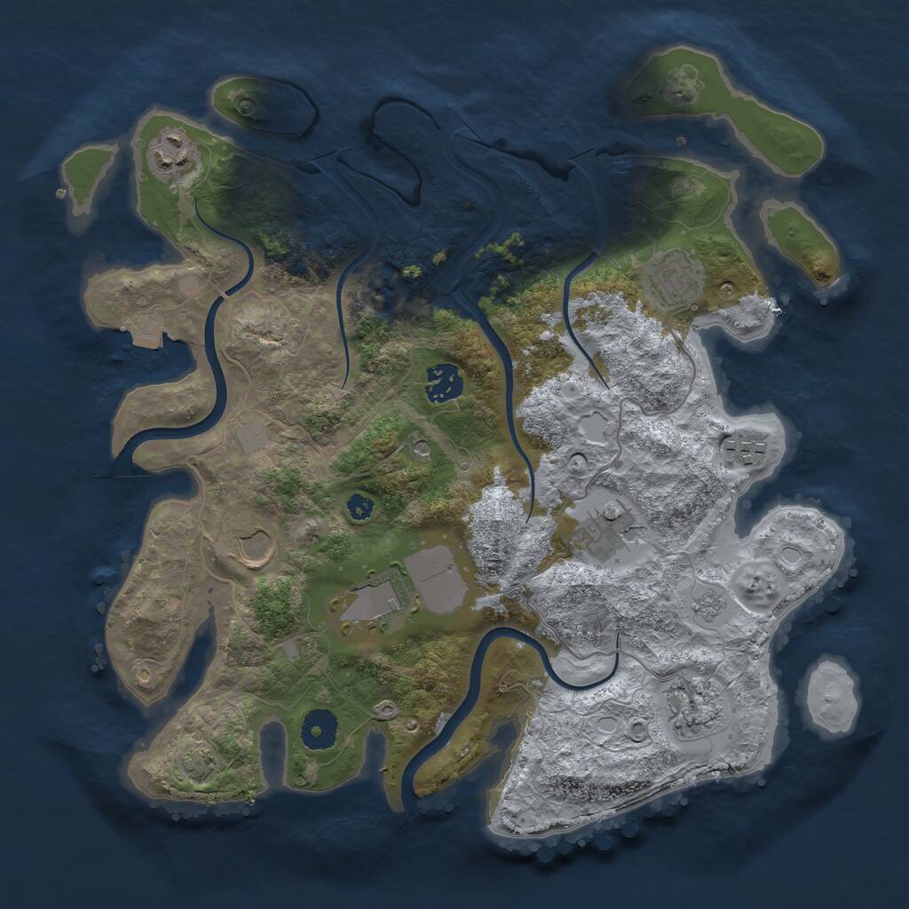 Rust Map: Procedural Map, Size: 3500, Seed: 1570128619, 12 Monuments