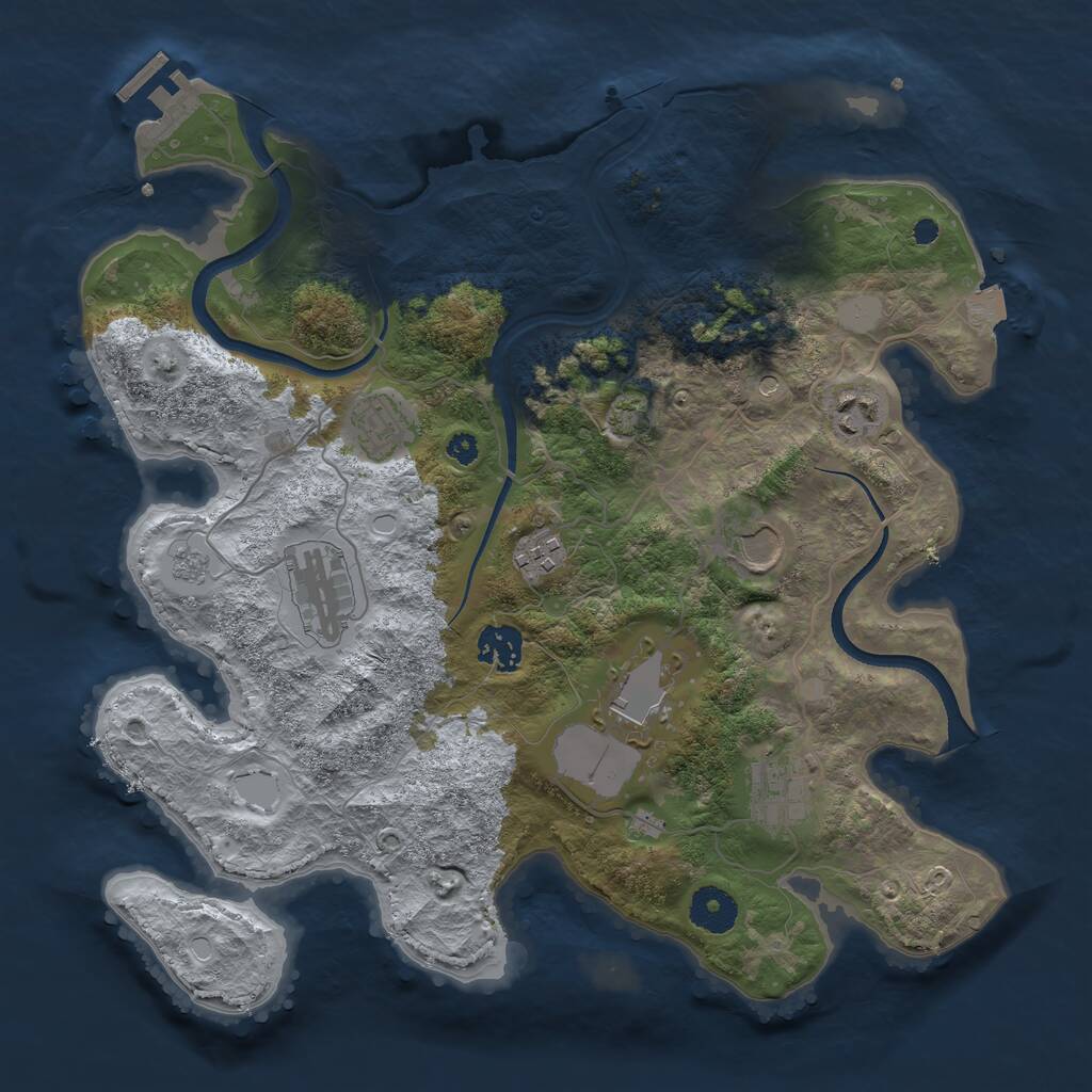 Rust Map: Procedural Map, Size: 3500, Seed: 1817734299, 13 Monuments