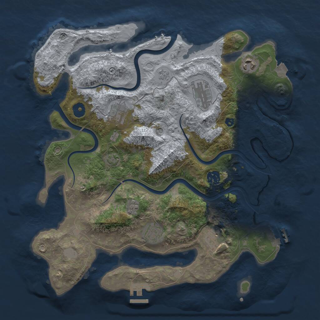 Rust Map: Procedural Map, Size: 3500, Seed: 38589438, 13 Monuments