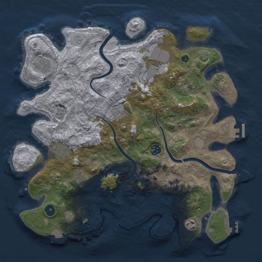 Rust Map: Procedural Map, Size: 3750, Seed: 1994043111, 16 Monuments