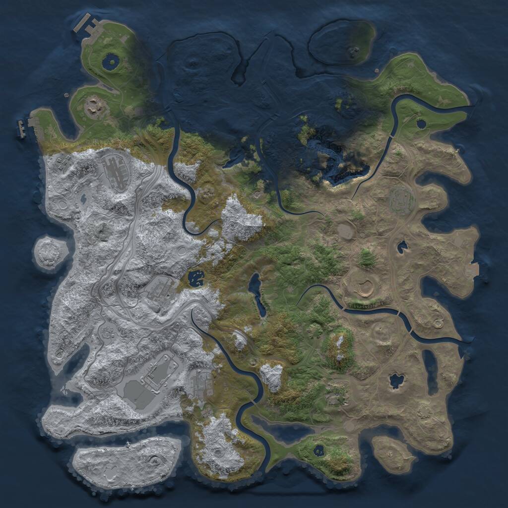 Rust Map: Procedural Map, Size: 4500, Seed: 60993170, 16 Monuments