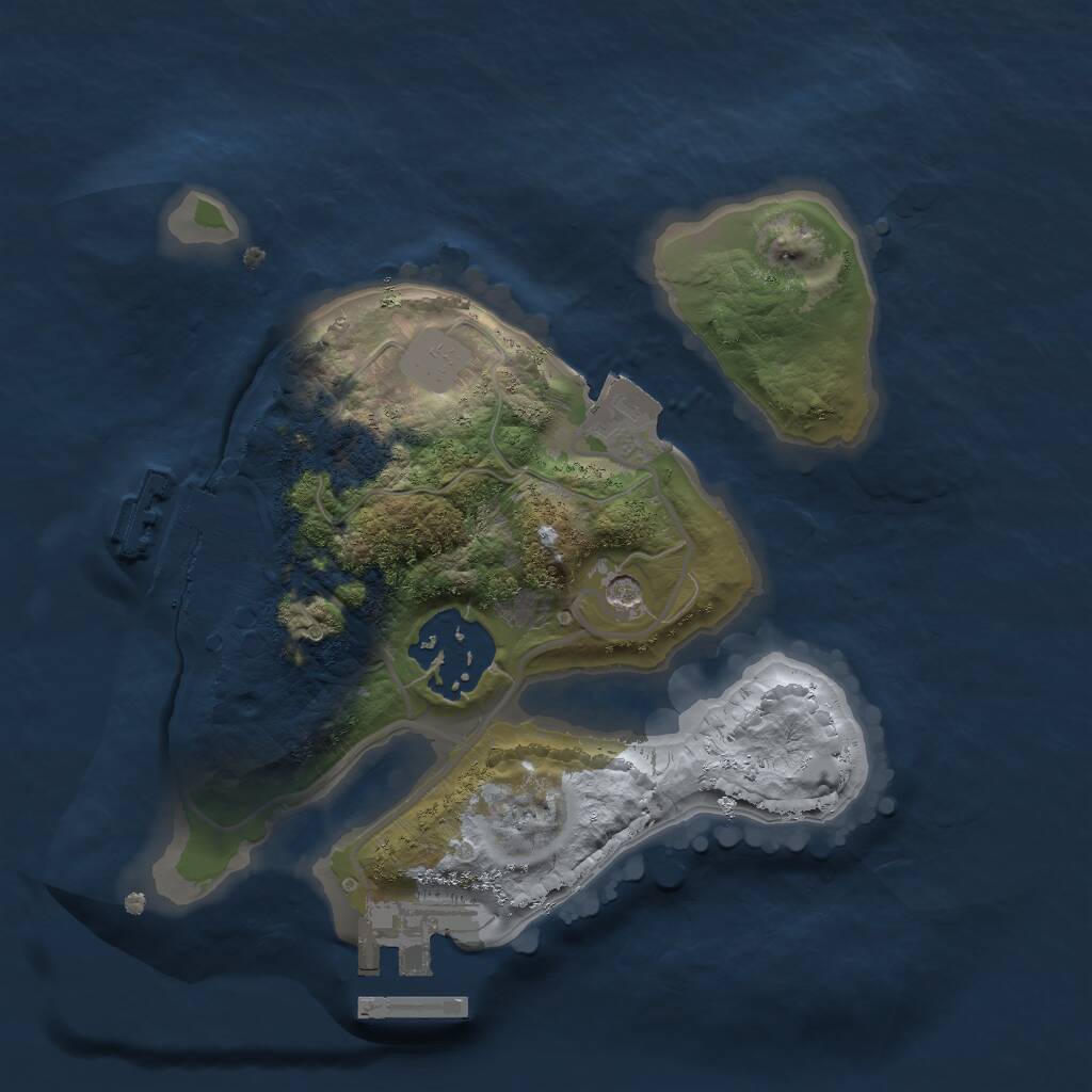 Rust Map: Procedural Map, Size: 2000, Seed: 34234342, 5 Monuments