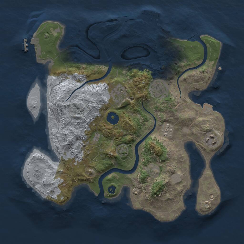Rust Map: Procedural Map, Size: 3000, Seed: 1777816897, 11 Monuments