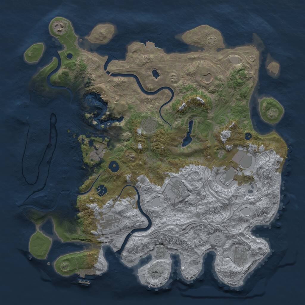 Rust Map: Procedural Map, Size: 4250, Seed: 908881385, 16 Monuments