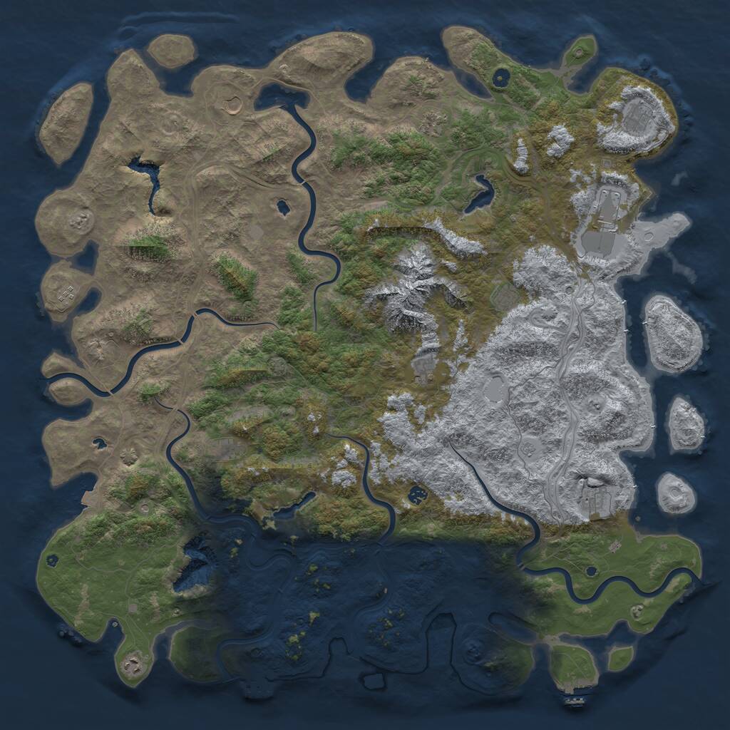 Rust Map: Procedural Map, Size: 6000, Seed: 94553195, 17 Monuments