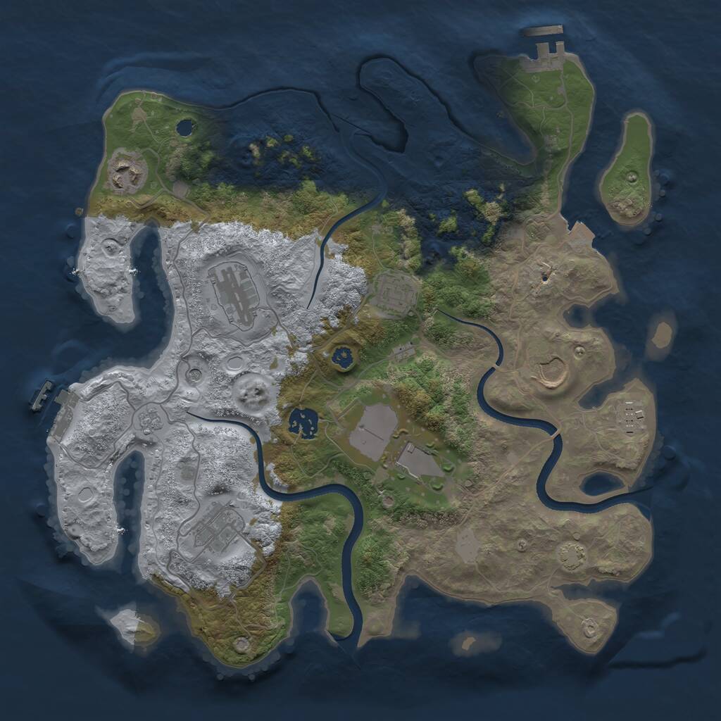 Rust Map: Procedural Map, Size: 3500, Seed: 183862020, 14 Monuments