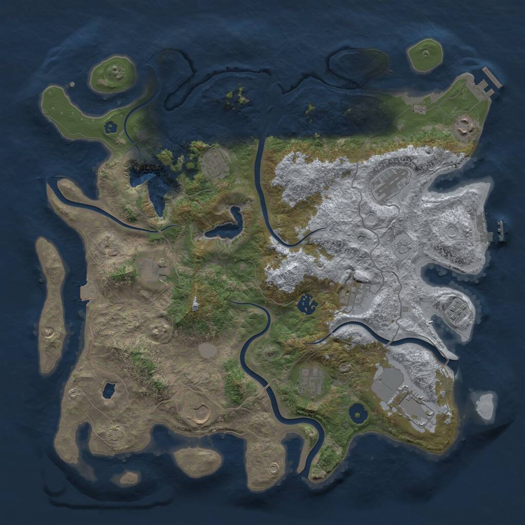 Rust Map: Procedural Map, Size: 4100, Seed: 800000, 16 Monuments