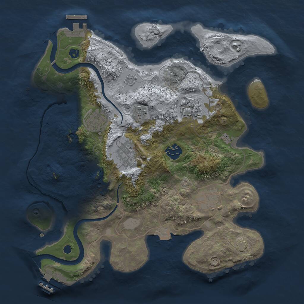 Rust Map: Procedural Map, Size: 3000, Seed: 1853440220, 11 Monuments