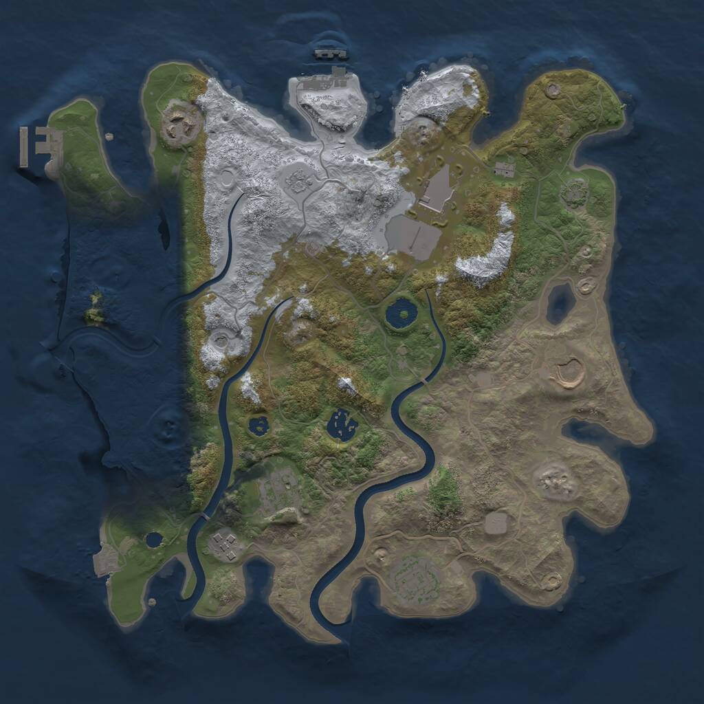 Rust Map: Procedural Map, Size: 3500, Seed: 835252387, 13 Monuments