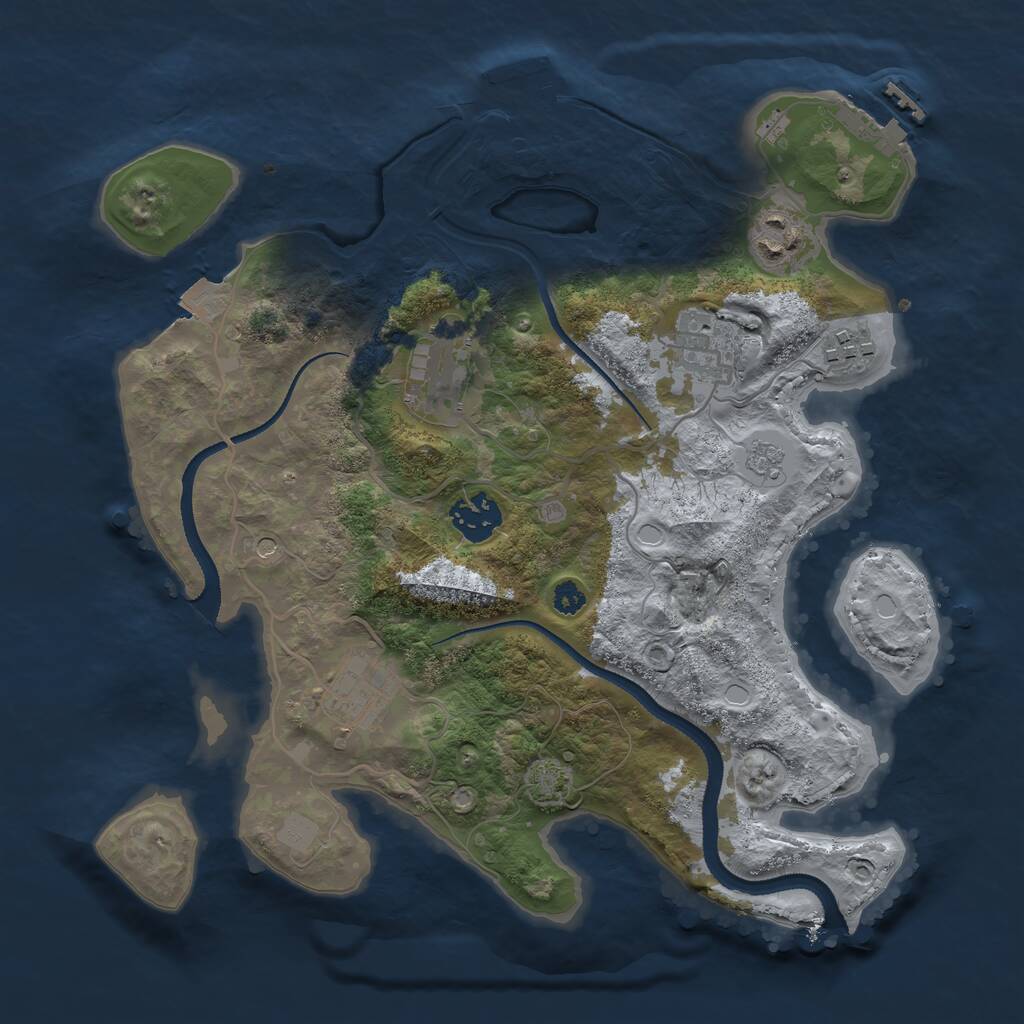 Rust Map: Procedural Map, Size: 3200, Seed: 43534, 12 Monuments