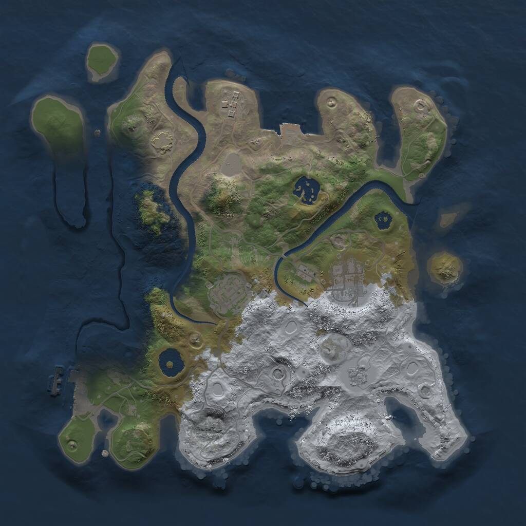 Rust Map: Procedural Map, Size: 3000, Seed: 3746215, 9 Monuments