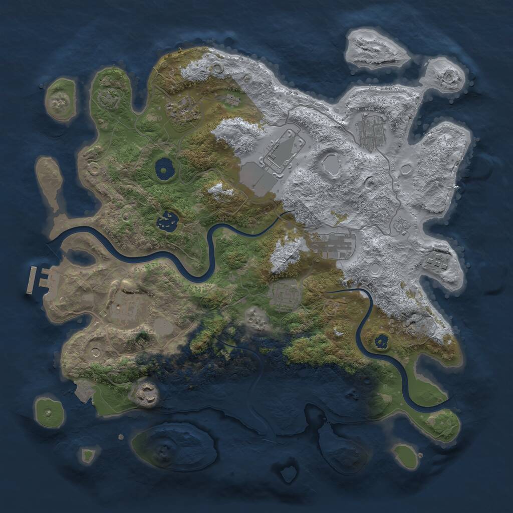 Rust Map: Procedural Map, Size: 3700, Seed: 1471804130, 14 Monuments