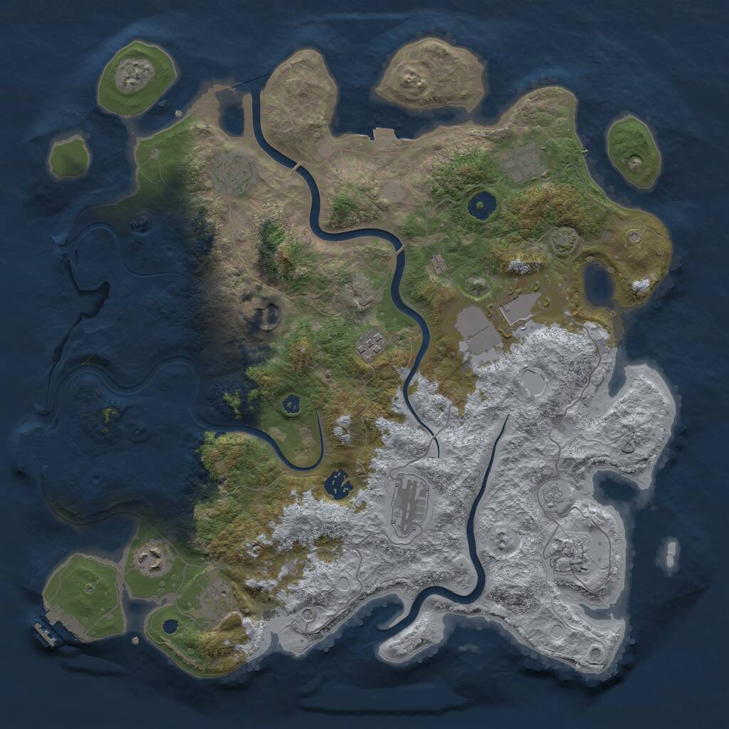 Rust Map: Procedural Map, Size: 3999, Seed: 768747200, 16 Monuments