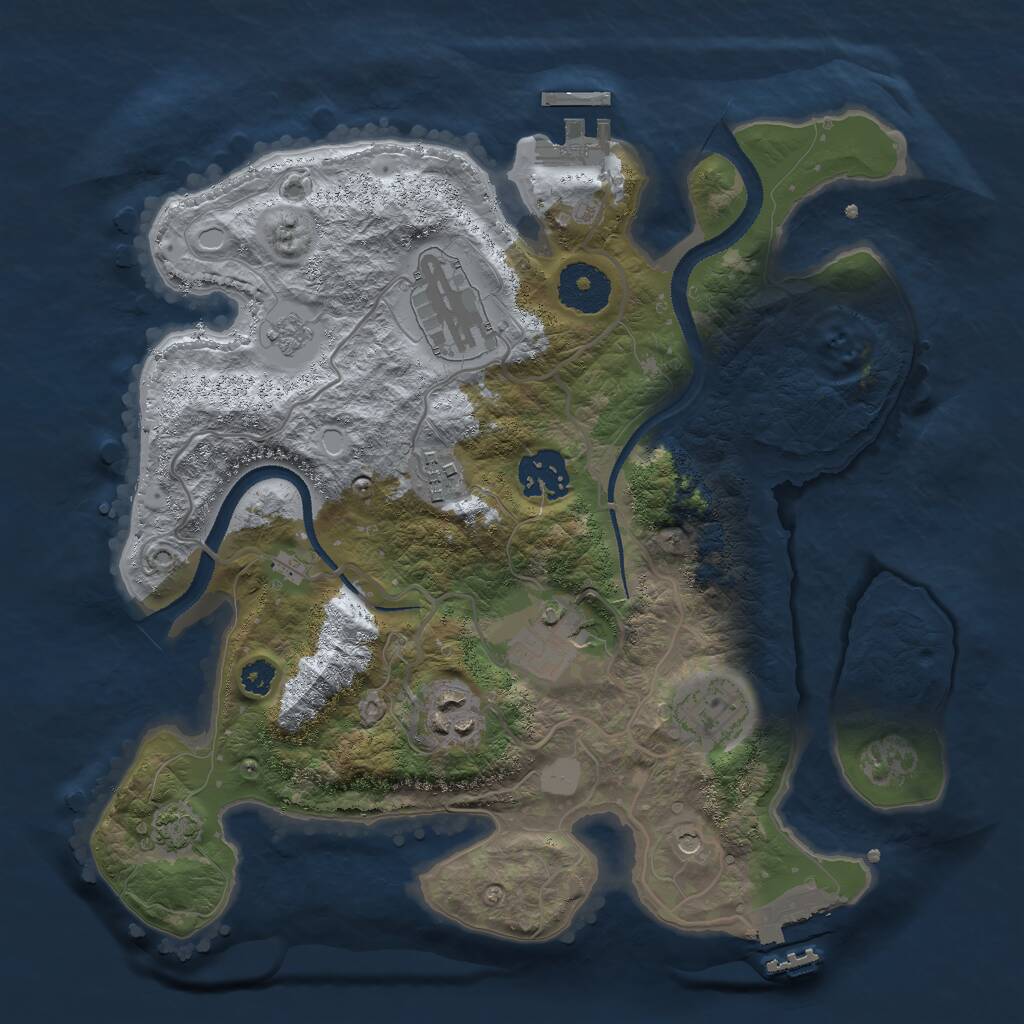 Rust Map: Procedural Map, Size: 3000, Seed: 1239246251, 12 Monuments